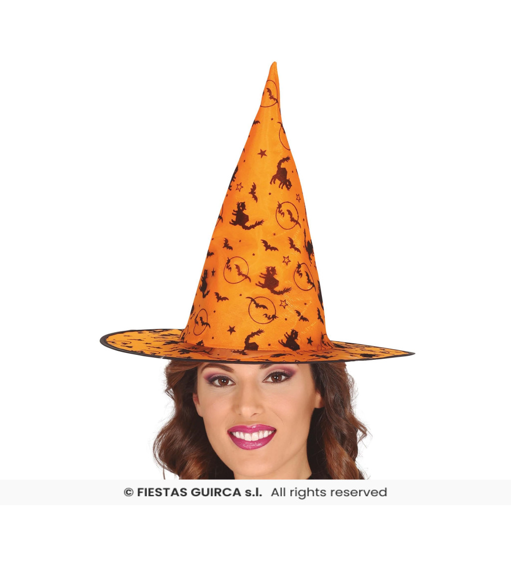 Oranžový čarodějnický klobouk