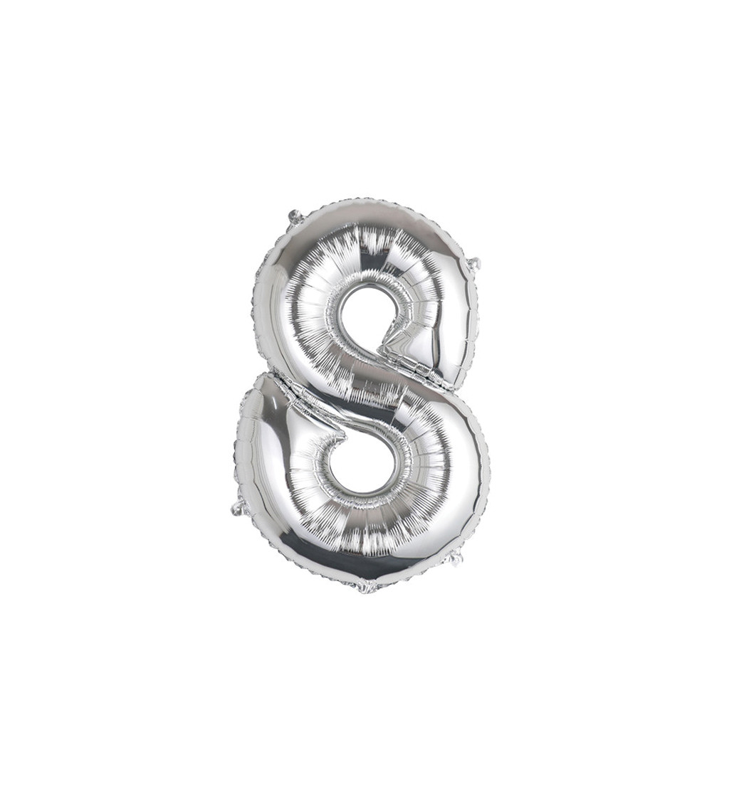 Fóliový balónek číslo 8 stříbrné