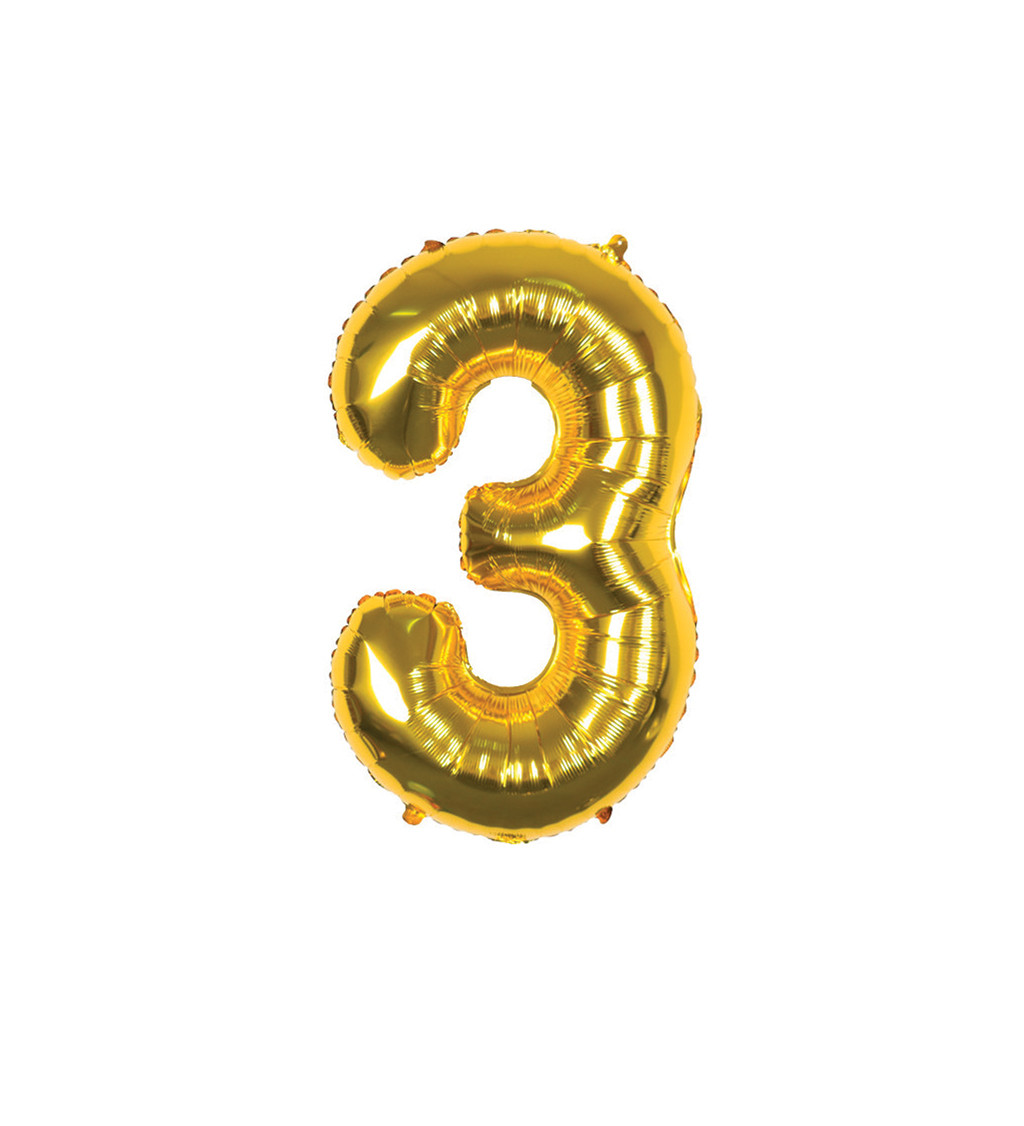 Fóliový balónek číslo 3 zlaté