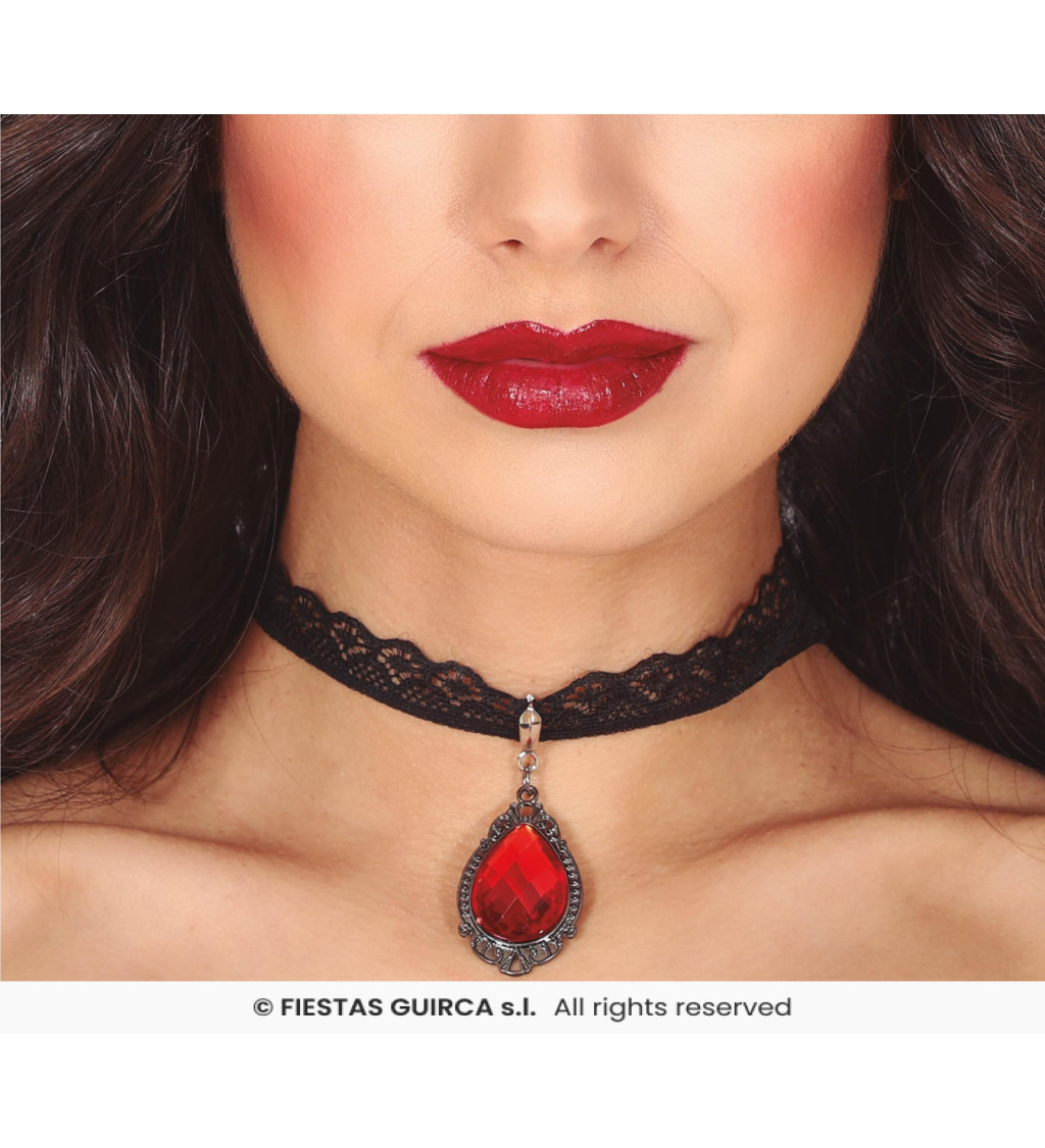 Choker náhrdelník s rubínem