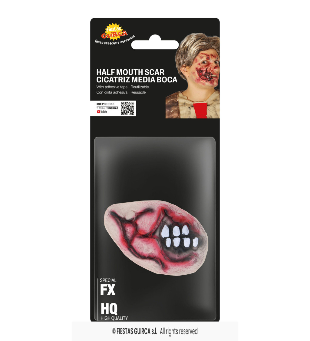 Latexová jizva půlka obličeje