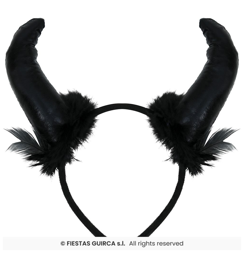 Čelenka s rohy ďábla a peřím