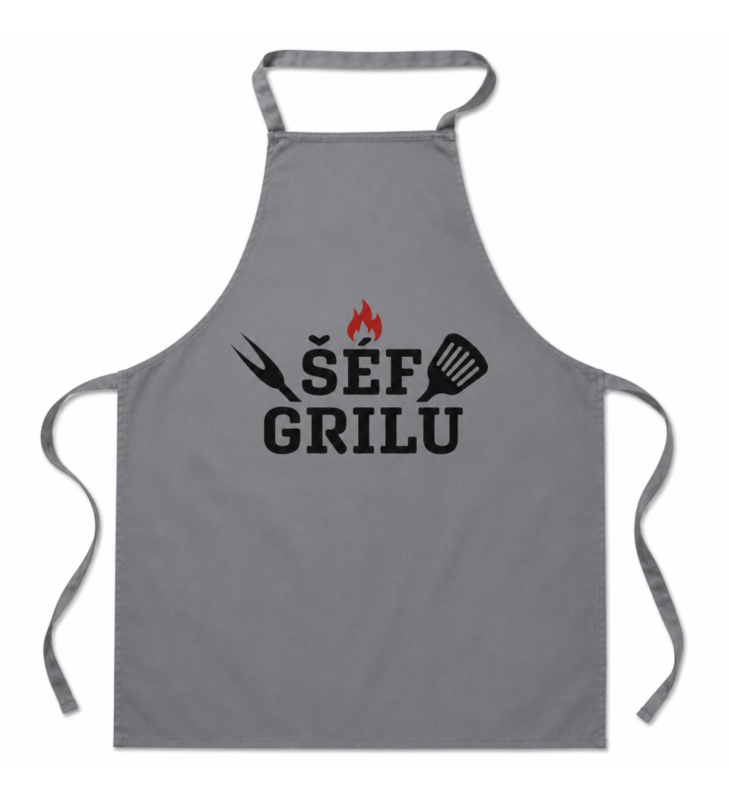 Zástěra šedá nápis - Šéf grilu