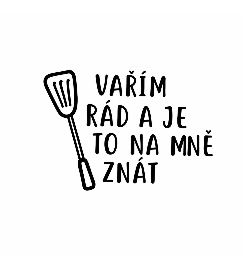 Zástěra šedá nápis - Vařím rád a je to na mě znát