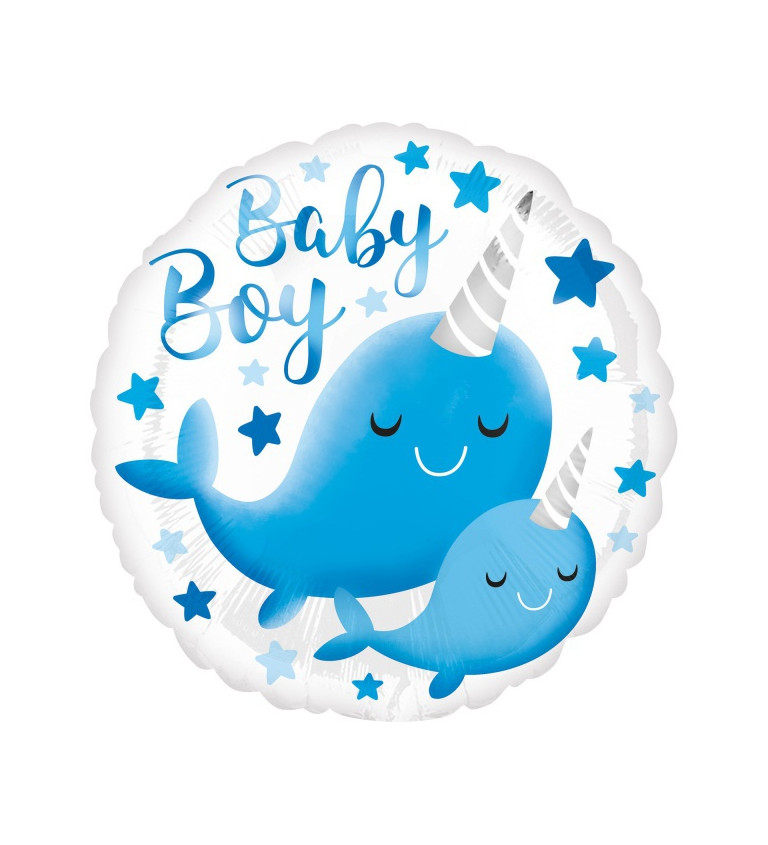 Fóliový balónek Baby Boy s narvalem