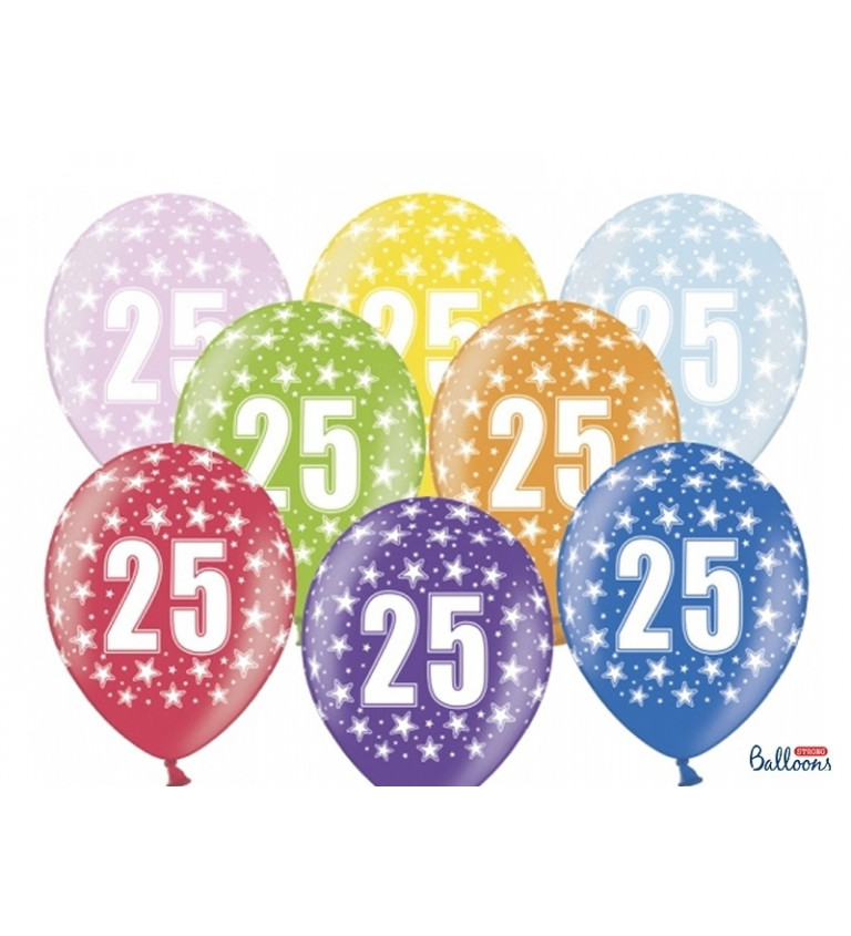 Barevné latexocé balónky s číslem "25"