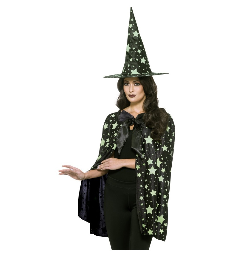 Čarodějnický plášť s kloboukem