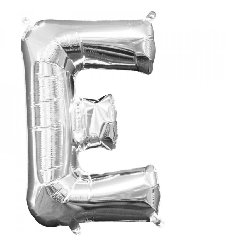 Stříbrný fóliový balónek "E" - malý