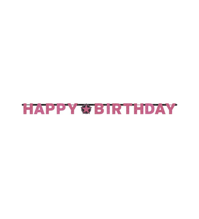 Písmenová růžová girlanda Happy Birthday