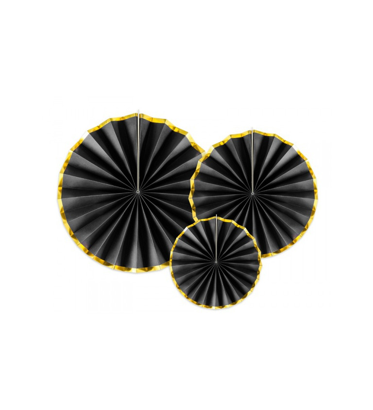 Černé závěsné rozety - zlatý lem