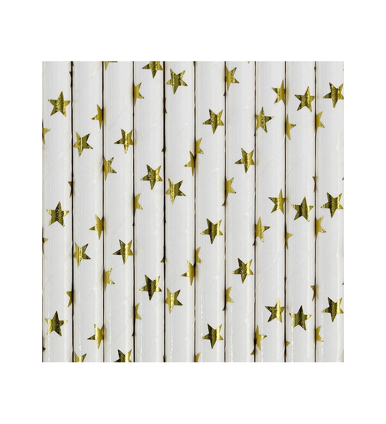 Papírová brčka - zlaté hvězdy