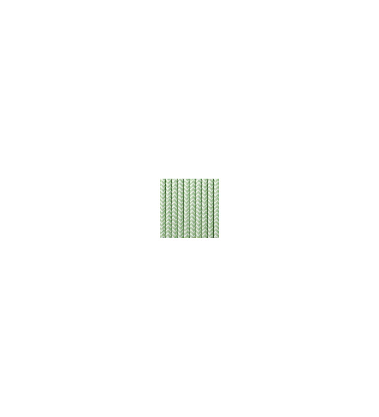 Papírová brčka s vlnkami - peprmintově zelená