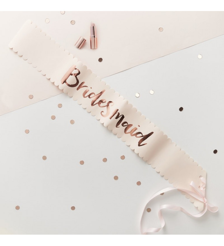 Růžově zlatá šerpa Bridesmaid