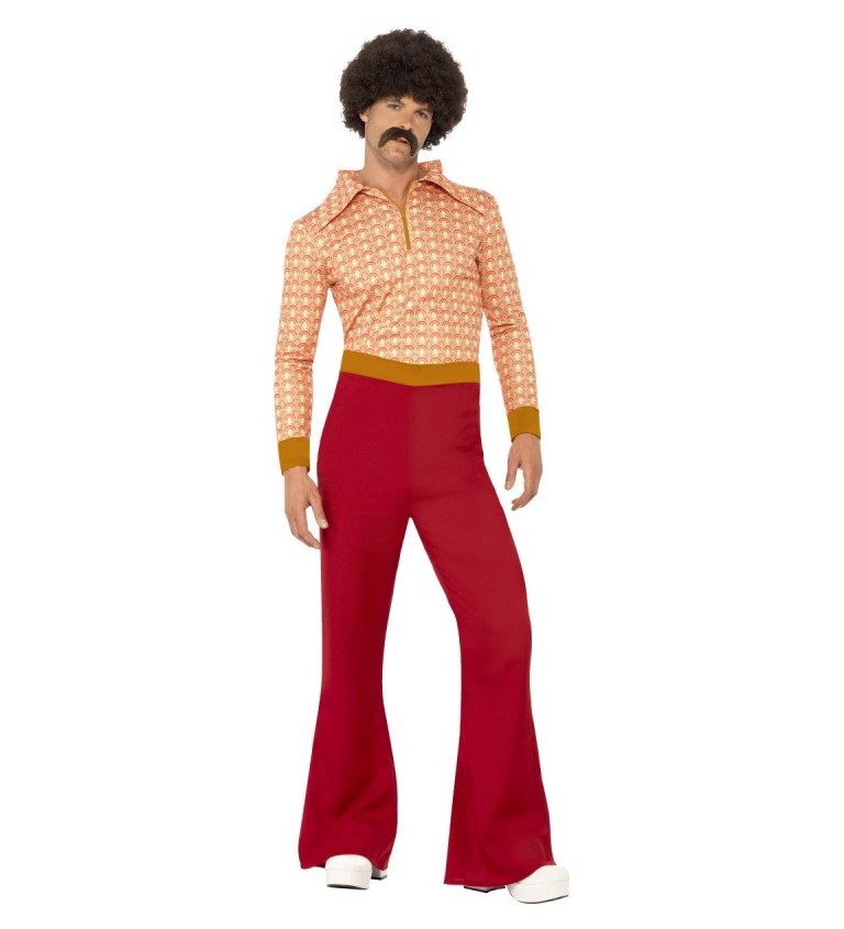Kostým pro pány 70. léta oranžovočervený