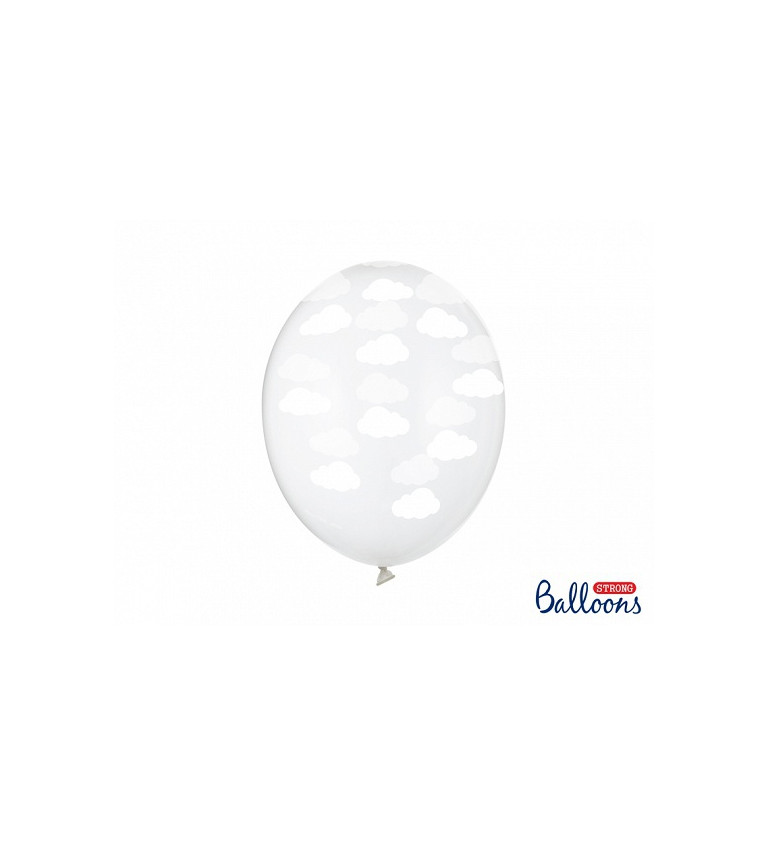 Průhledné balónky s bílými obláčky