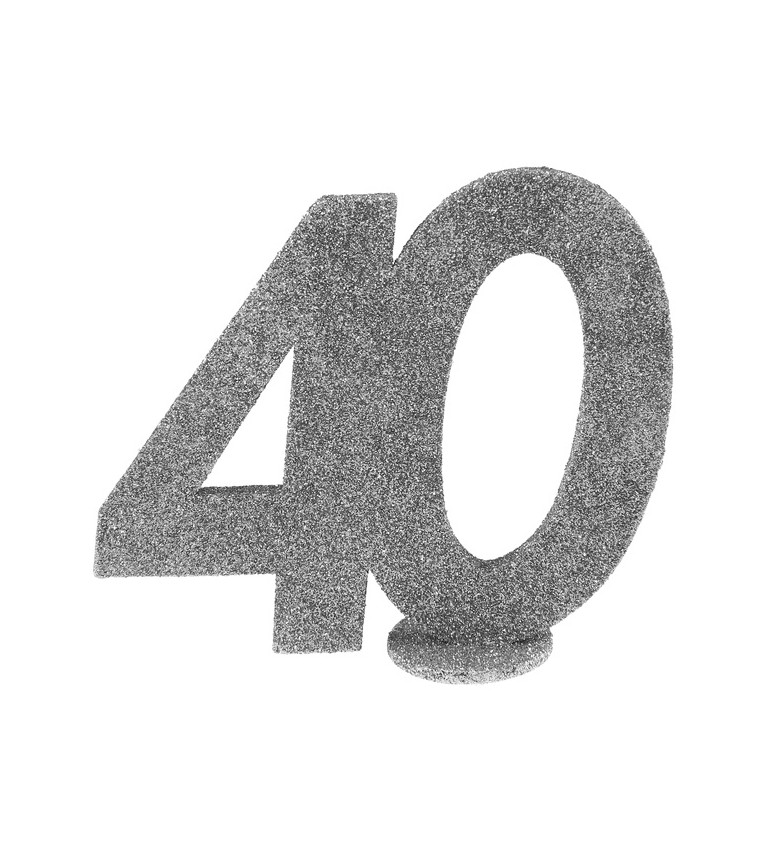Číslo 40 - stříbrná dekorace na stůl