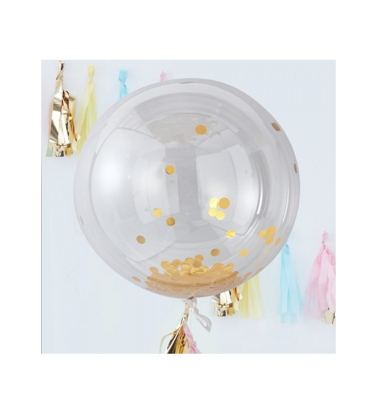 Balónek s konfetami - Zlatý