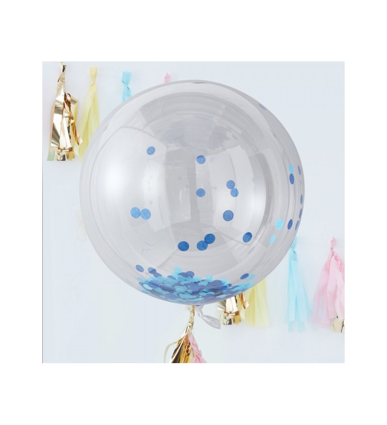 Balónek s konfetami - modrý