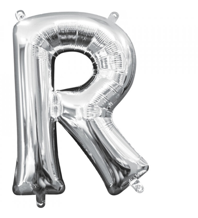Stříbrný fóliový balónek "R" - malý