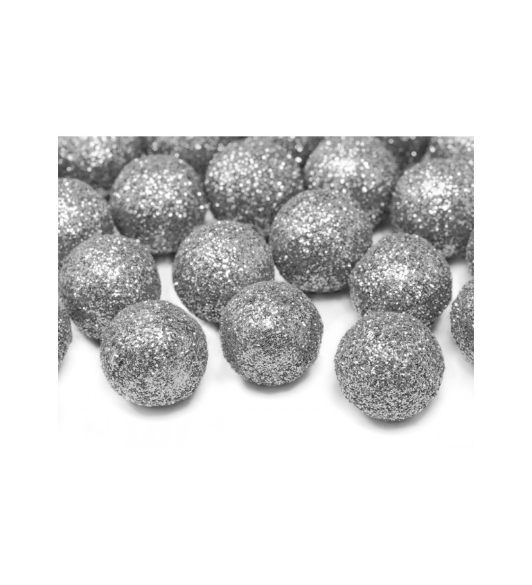 Stříbrné dekorační balónky se třpytkami (2 cm)