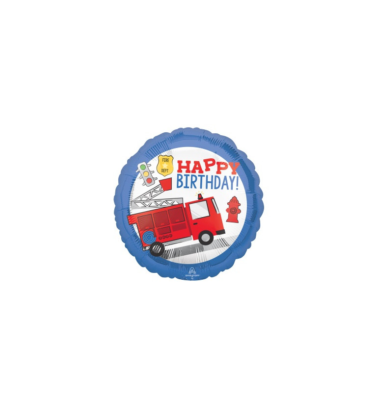 Balónek "Happy birthday!" hasiči