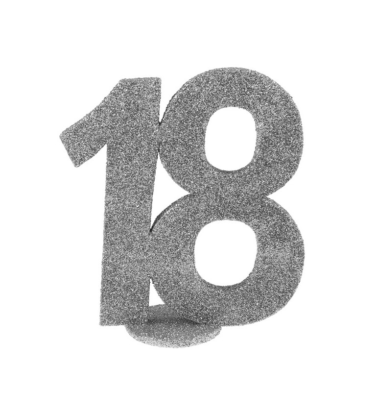 Číslo 18 stříbrná dekorace