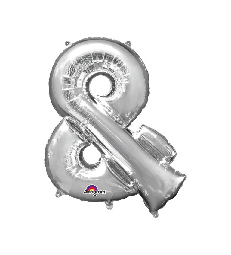 Fóliový mini balónek znak & - stříbrný