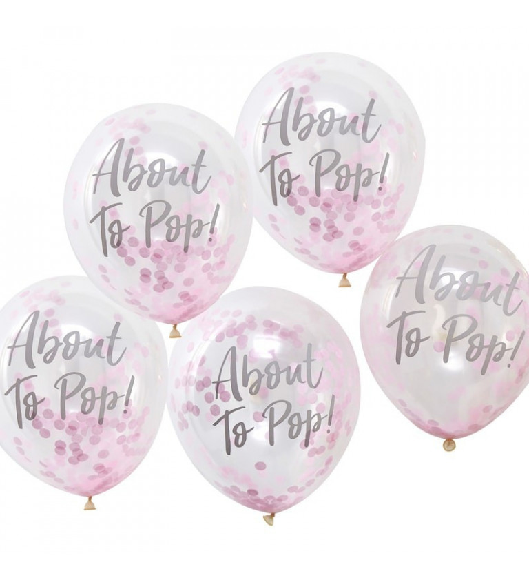 Balónek s růžovými konfetami About to Pop