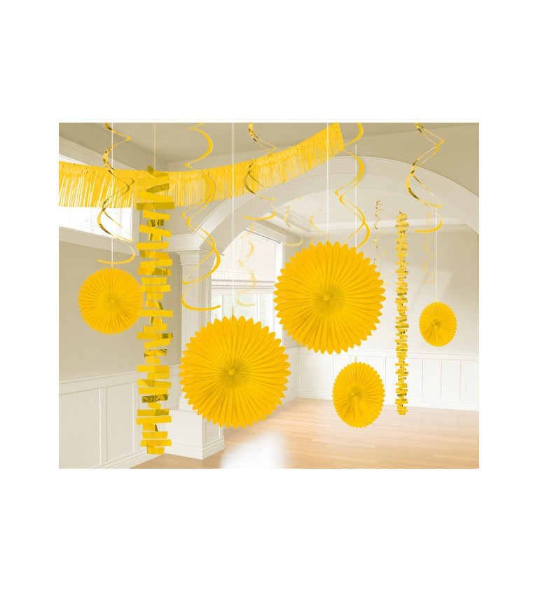 Žlutá dekorativní sada - rozety a spirály