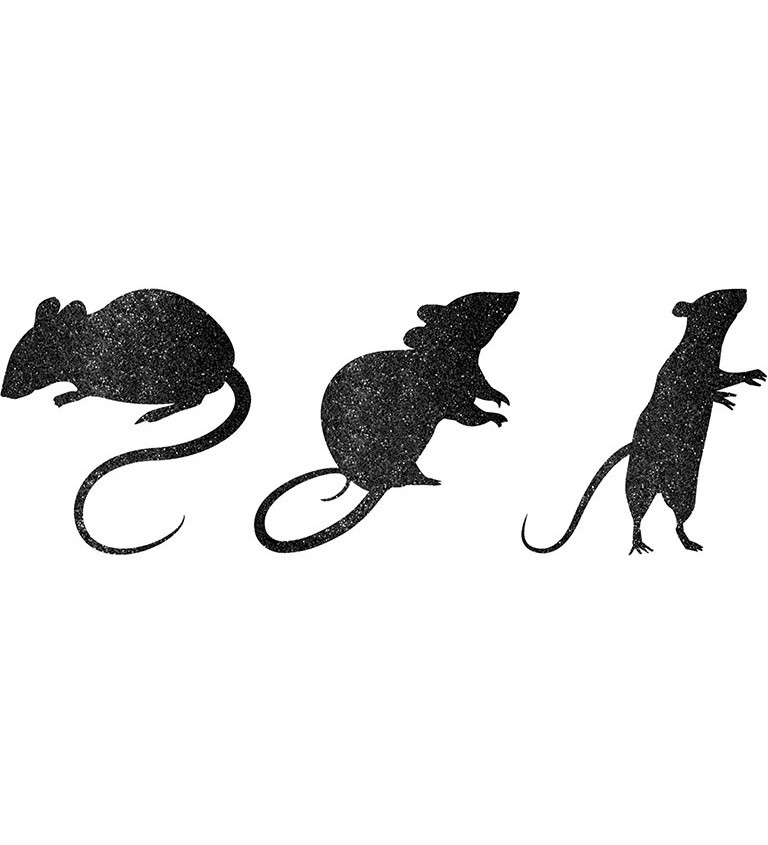 Černé dekorační třpytivé myšky