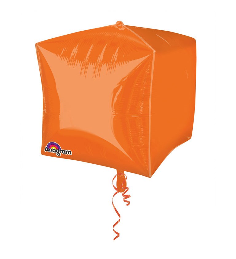 Fóliový balonek ve tvaru kostky - oranžová
