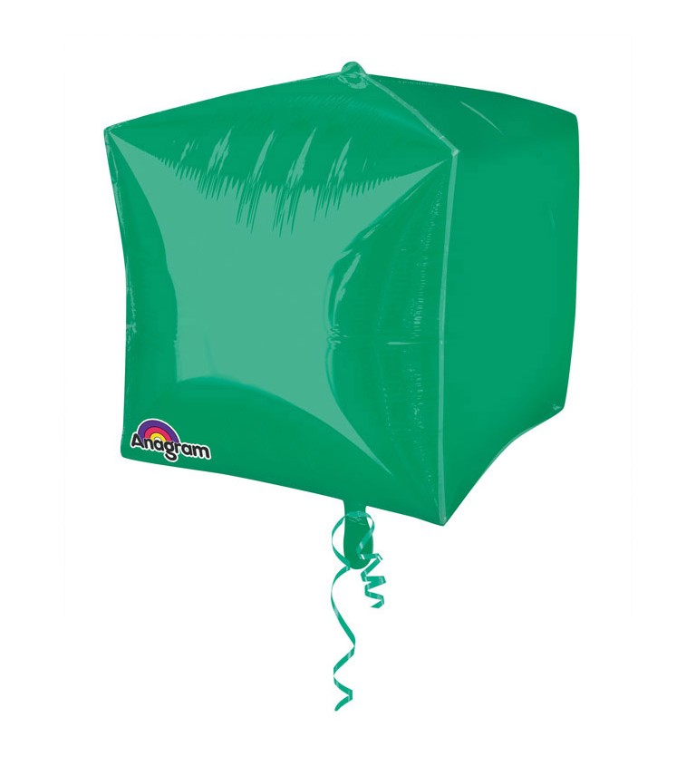 Fóliový balonek ve tvaru kostky - zelená