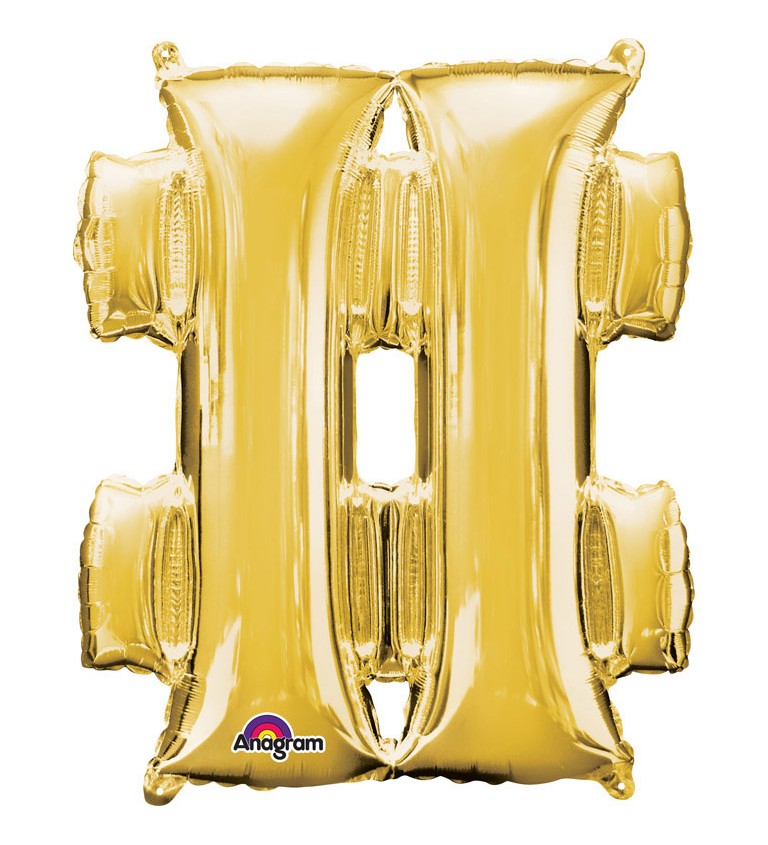 Znak # - Zlatý mini fóliový balónek