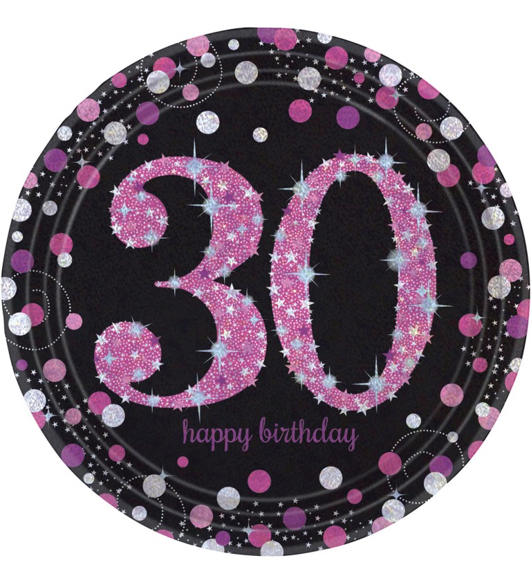 Černo-růžové talířky 30. narozeniny