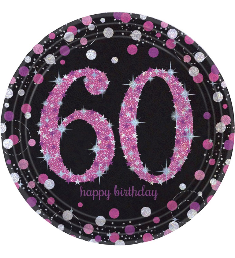 Černo-růžové talířky 60. narozeniny
