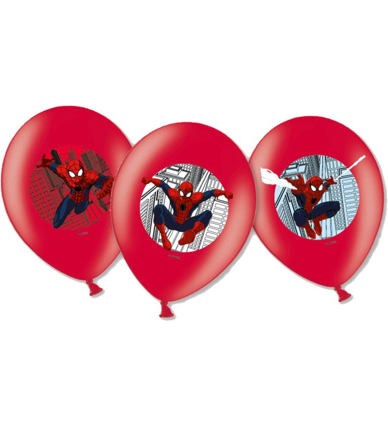 6 Latex Balloons Spider-Man 4 Colour