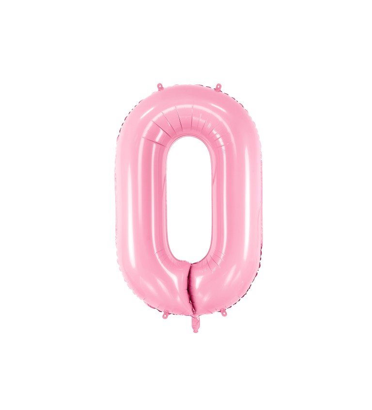 Fóliový balónek číslo 0 - světle růžový
