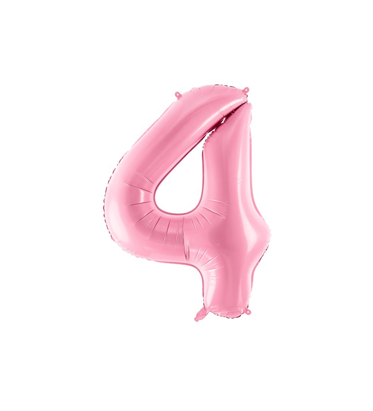 Fóliový balónek číslo 4 - světle růžový