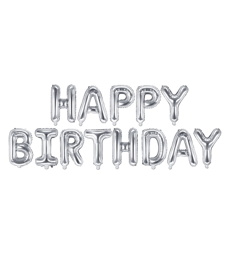 Fóliový balónek Happy birthday - stříbrný