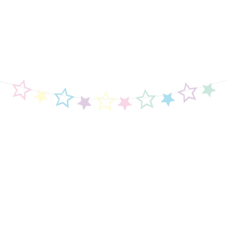 Girlanda jednorožec s barevnými hvězdičkami