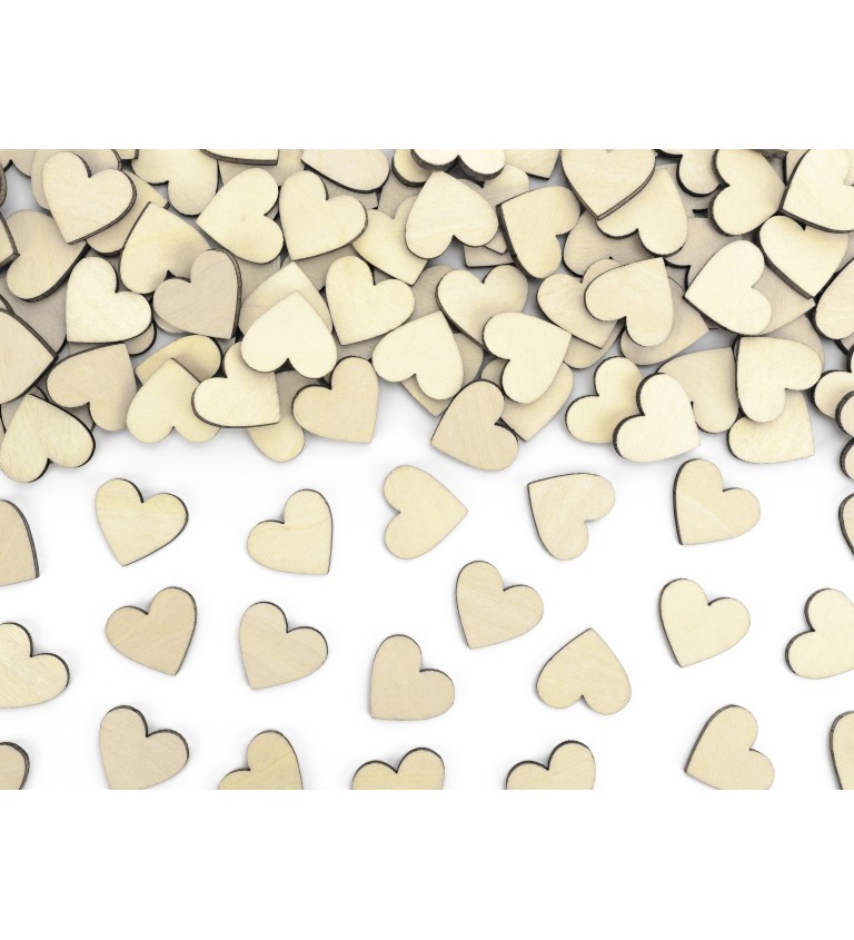 Srdíčkové konfety - dřevo
