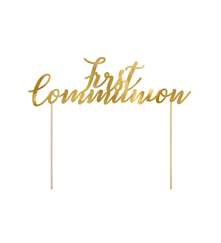 Zlatá dekorace na dort - First Communion