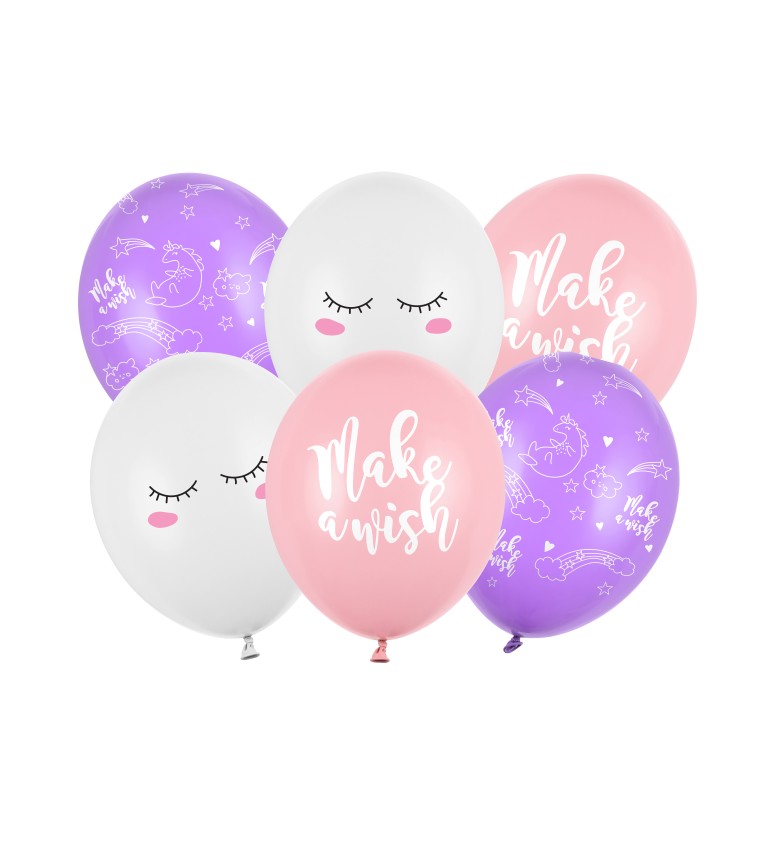 Balónky s jednorožci Make A Wish - 6 ks