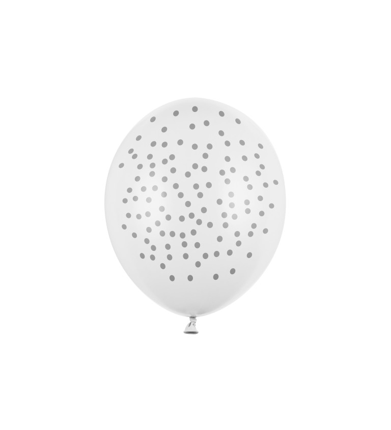 Balonky bílé s puntíky 6ks