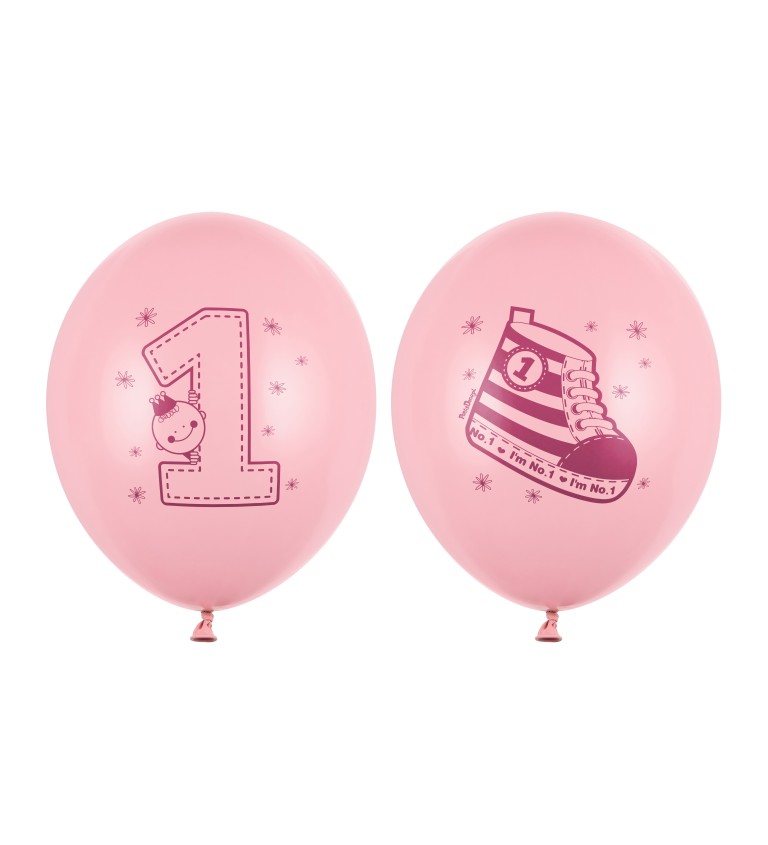 Balonky 1 rok - růžový 6 ks