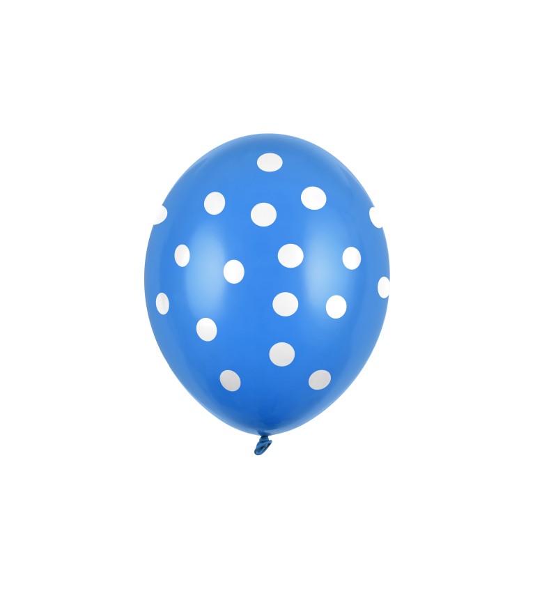 Modré latexové balónky s puntíky