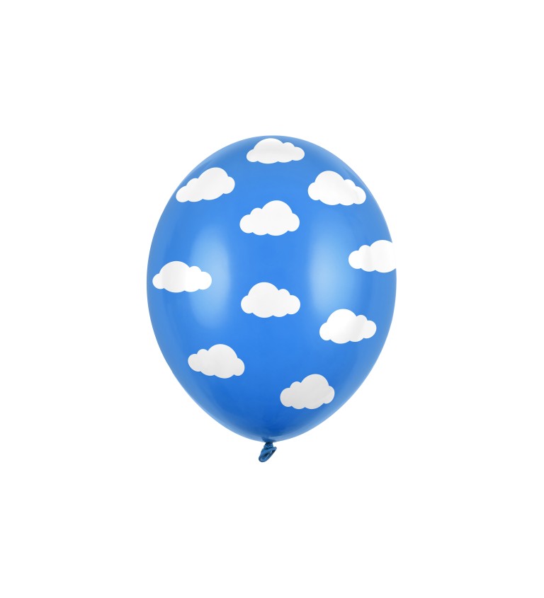 Modré balónky s bílými obláčky