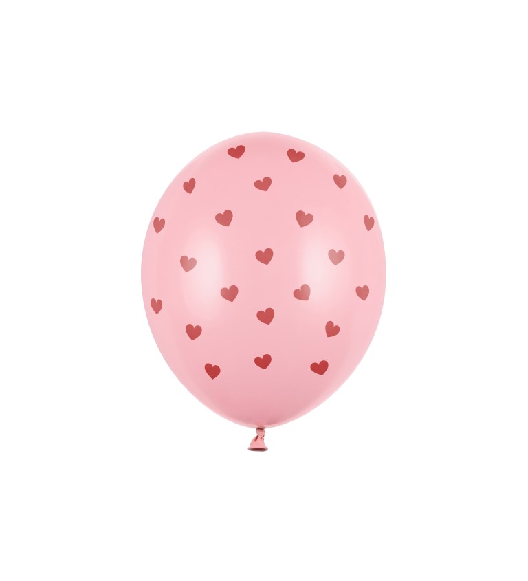 Balonky růžové - srdíčka 6 ks