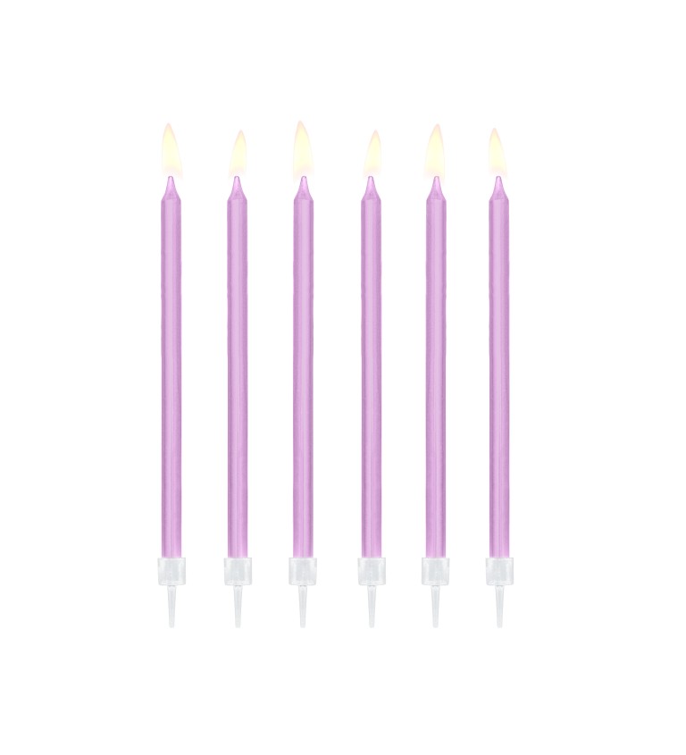 Fialové svíčky do dortu