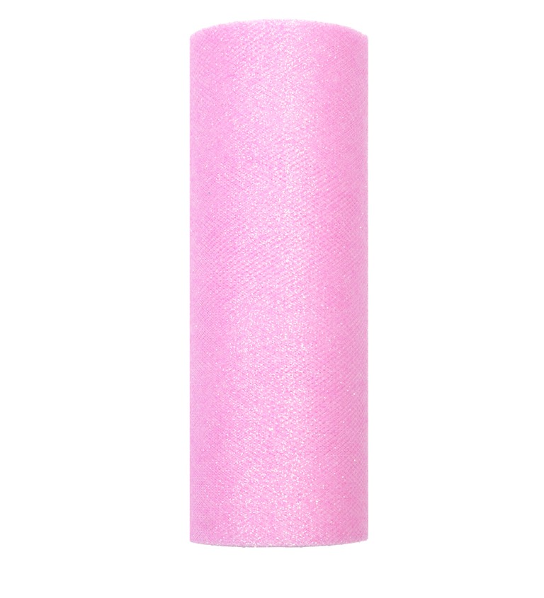 Světle růžový tyl - třpytivý (0,15 m)